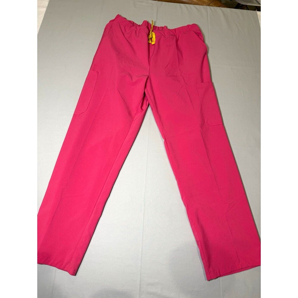 Revel Women’s Medical Scrub Pants Pink L Knit Polyester Solid Pockets Drawstring